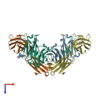 PDB entry 5mth coloured by chain, top view.