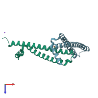 PDB entry 5mto coloured by chain, top view.