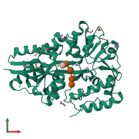 PDB entry 5mtt coloured by chain, front view.