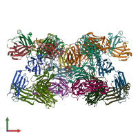 PDB entry 5mu0 coloured by chain, front view.