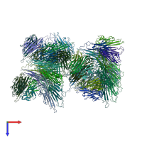 PDB entry 5mu8 coloured by chain, top view.