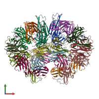 PDB entry 5mub coloured by chain, front view.