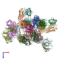 PDB entry 5mv3 coloured by chain, top view.