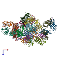 PDB entry 5mv4 coloured by chain, top view.