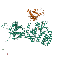 PDB entry 5mv9 coloured by chain, front view.
