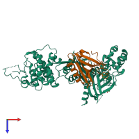 PDB entry 5mv9 coloured by chain, top view.