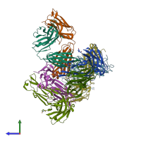 PDB entry 5mvj coloured by chain, side view.