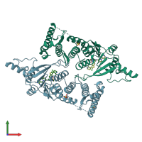 PDB entry 5mw4 coloured by chain, front view.