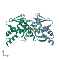 PDB entry 5mw6 coloured by chain, front view.