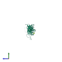 PDB entry 5mw7 coloured by chain, side view.