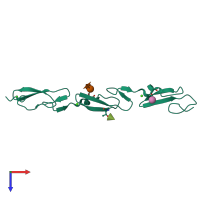 PDB entry 5mwb coloured by chain, top view.