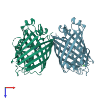PDB entry 5mwc coloured by chain, top view.