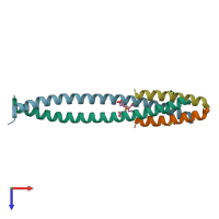 PDB entry 5mwe coloured by chain, top view.