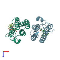 PDB entry 5mwg coloured by chain, top view.