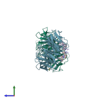 PDB entry 5mwj coloured by chain, side view.