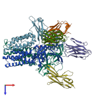 PDB entry 5mwn coloured by chain, top view.