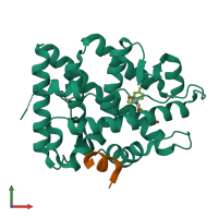 PDB entry 5mwp coloured by chain, front view.