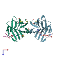 PDB entry 5mwt coloured by chain, top view.