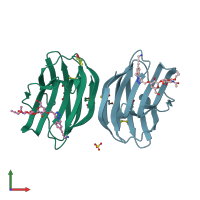 PDB entry 5mwx coloured by chain, front view.