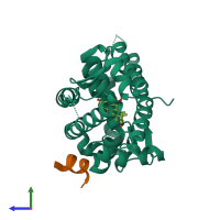 PDB entry 5mwy coloured by chain, side view.