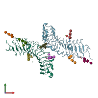 PDB entry 5mx0 coloured by chain, front view.