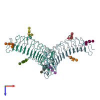PDB entry 5mx0 coloured by chain, top view.