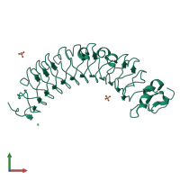 Monomeric assembly 2 of PDB entry 5mx1 coloured by chemically distinct molecules, front view.