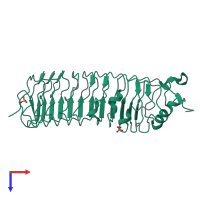 Monomeric assembly 2 of PDB entry 5mx1 coloured by chemically distinct molecules, top view.