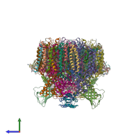 PDB entry 5mx2 coloured by chain, side view.