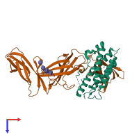 PDB entry 5mxa coloured by chain, top view.