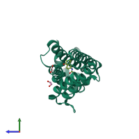 PDB entry 5mxk coloured by chain, side view.
