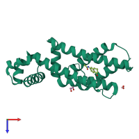 PDB entry 5mxk coloured by chain, top view.