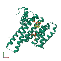 PDB entry 5mxo coloured by chain, front view.