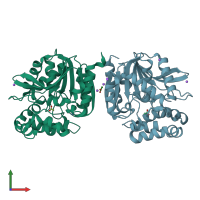 PDB entry 5mxp coloured by chain, front view.