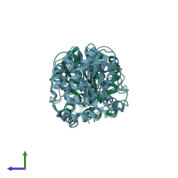 PDB entry 5mxp coloured by chain, side view.
