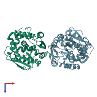 PDB entry 5mxp coloured by chain, top view.