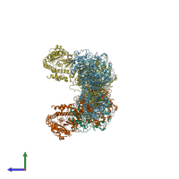 PDB entry 5my0 coloured by chain, side view.