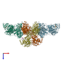 PDB entry 5my0 coloured by chain, top view.