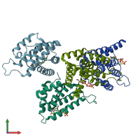 PDB entry 5myd coloured by chain, front view.