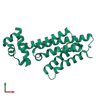 PDB entry 5myn coloured by chain, front view.