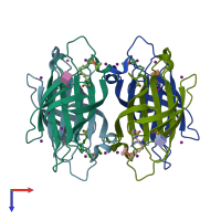 PDB entry 5myq coloured by chain, top view.