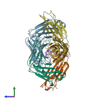 PDB entry 5myx coloured by chain, side view.