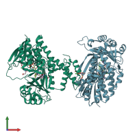 PDB entry 5mzc coloured by chain, front view.