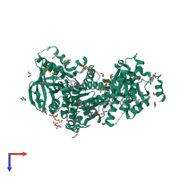 PDB entry 5mzn coloured by chain, top view.