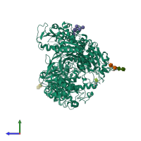 PDB entry 5mzo coloured by chain, side view.