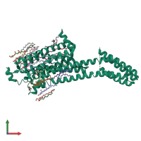 PDB entry 5mzp coloured by chain, front view.