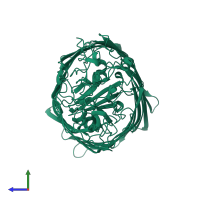 PDB entry 5mzs coloured by chain, side view.