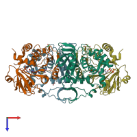 PDB entry 5mzx coloured by chain, top view.