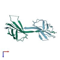 PDB entry 5n06 coloured by chain, top view.