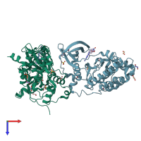 PDB entry 5n1v coloured by chain, top view.